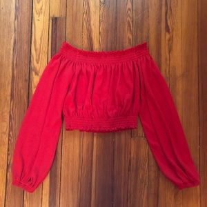 H&M Divided Red off the shoulder crop top